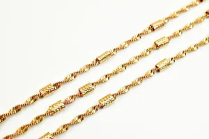 3 Feet 18K Pinky Gold Filled Look, Chain Twisted Rope Chain, Tube Chain Width 2.5mm Thickness 2.5mm Finding for Jewelry Making PGF25