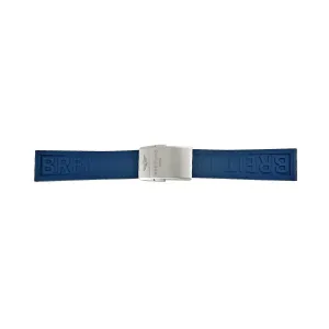 A Breitling Blue Rubber Strap with a Stainless Steel Deployment Buckle 22-20mm 157S-A20DSA.2