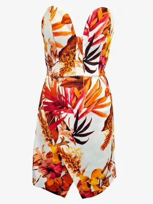 Cameo Strapless Tropical Cocktail Mini Dress Size M