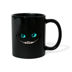 Schwarze Tasse mit Grinsekatze